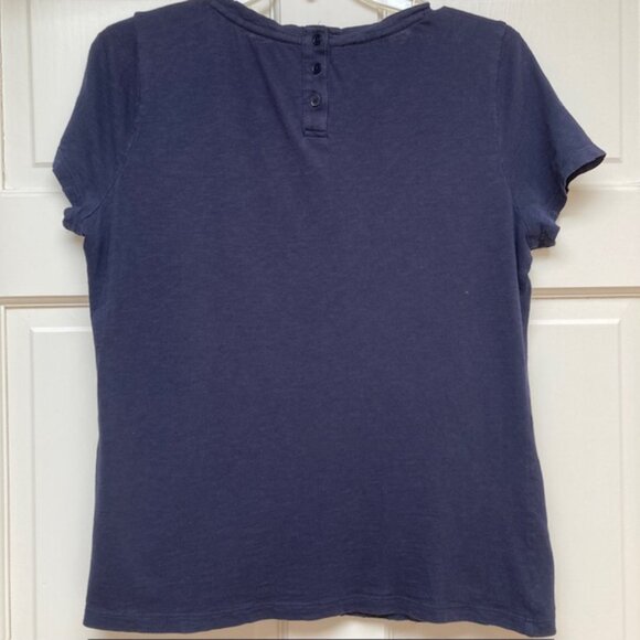 Talbots Navy eyelet front crew neck tee shirt size M - Picture 2 of 6